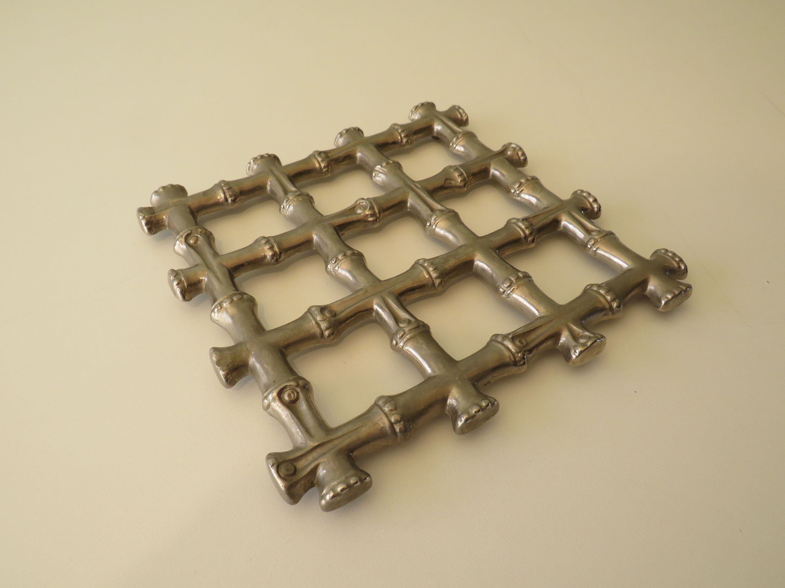 Vintage faux bamboo trivet, Hollywood Regency style