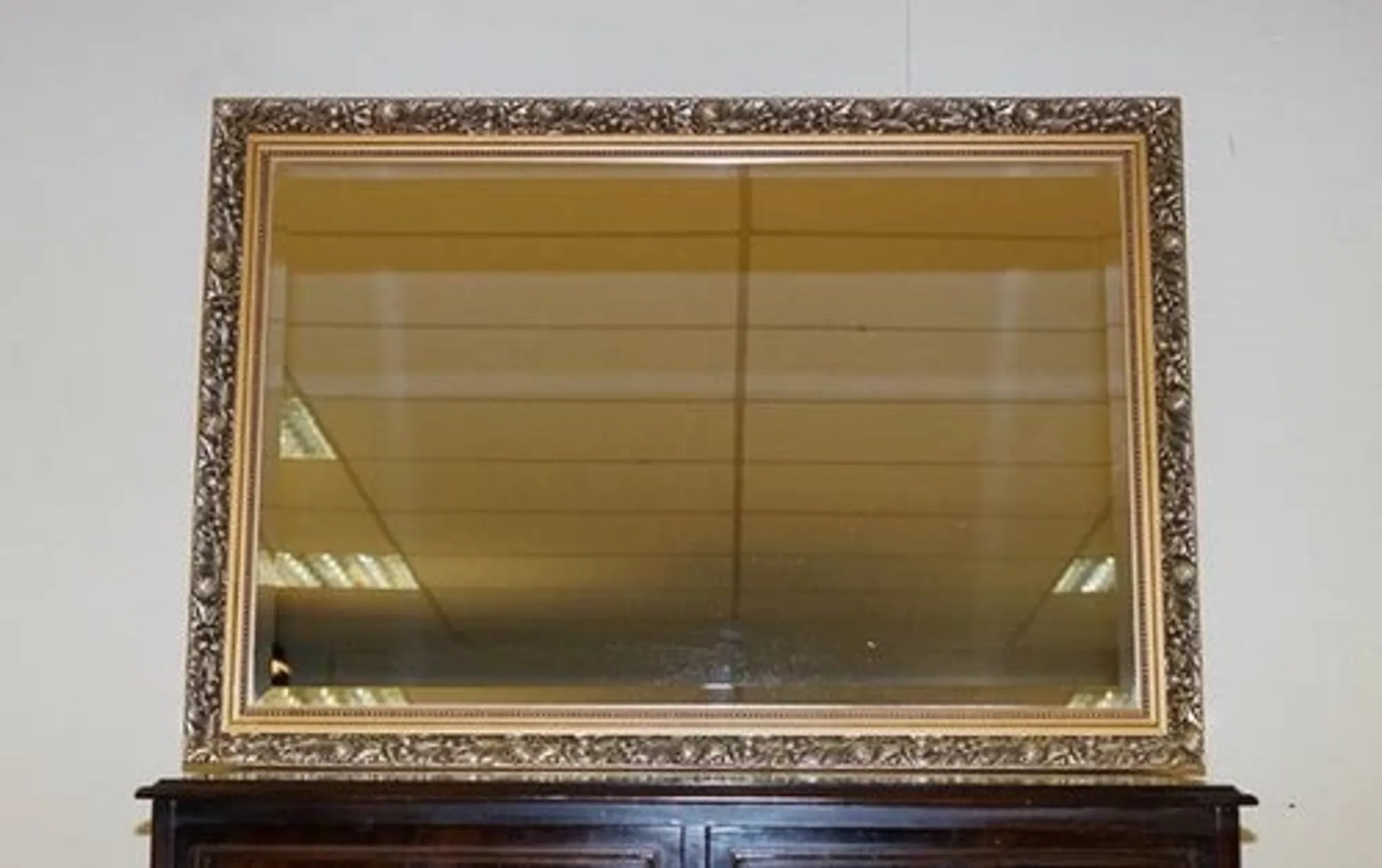 Vintage Bevelled Mirror in Silver and Gold, 1940s