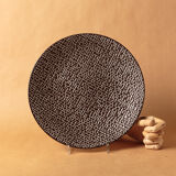 Round dish contemporary sandstone mosaic brown white vintage 1980