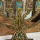 Seven-branched candelabrum, Judeo-Christian, brass and enamel