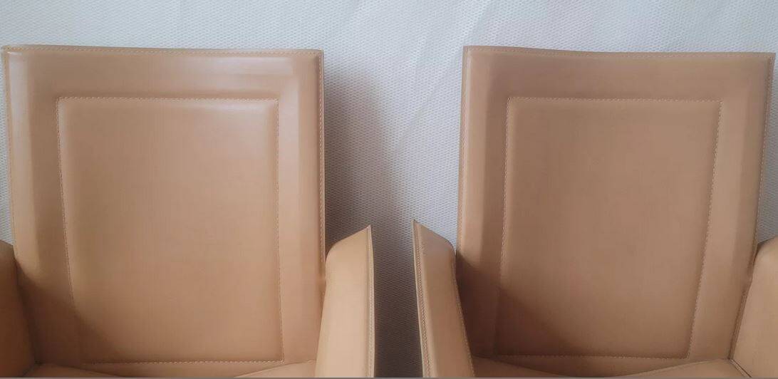 Pair of chairs with Italian design leather armrests
