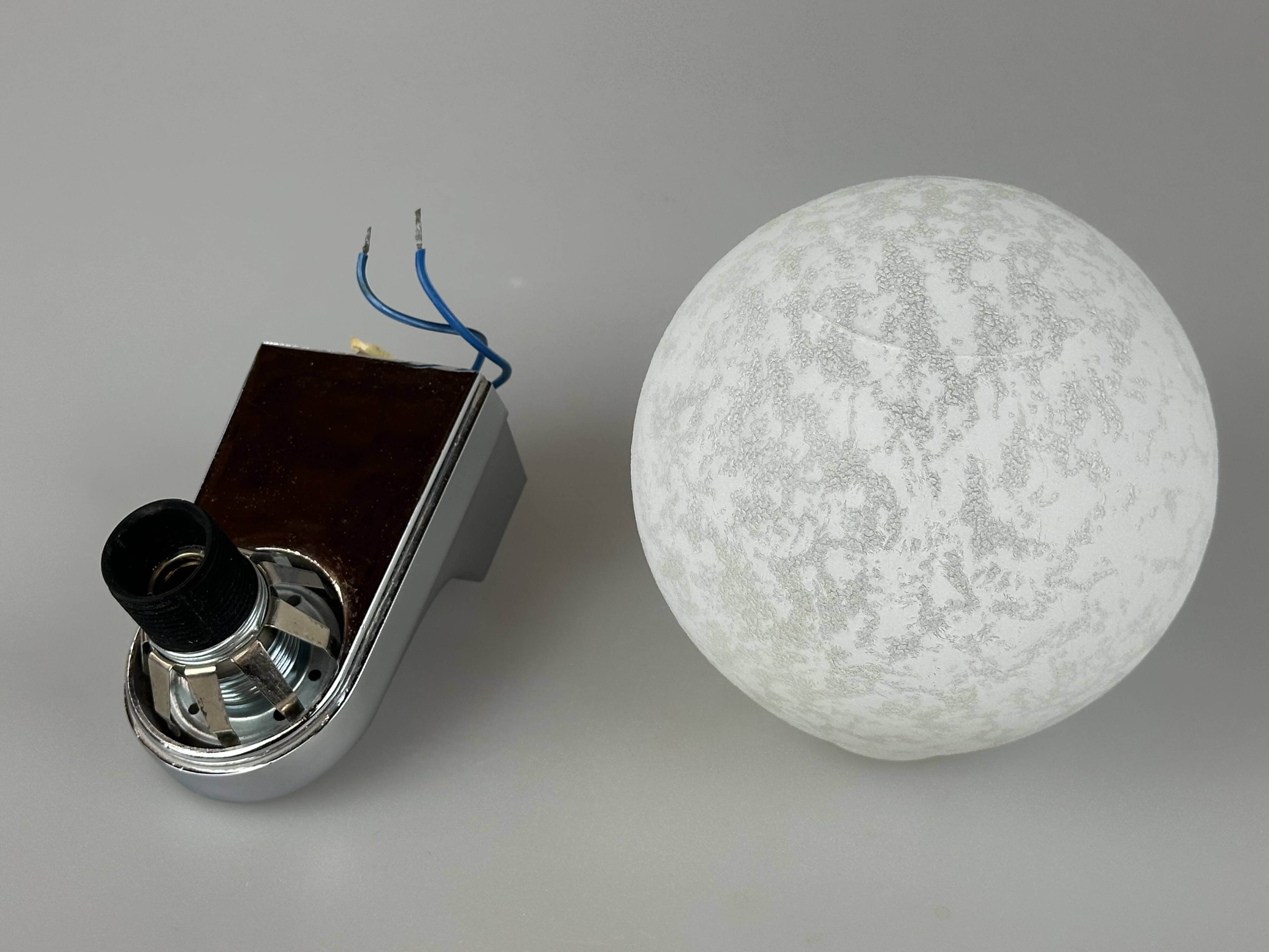 60s 70s Wall Lamp Globe Lamp Chrome & Glass German Space Age Design
