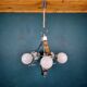 Mid-century metallic opaline glass chandelier, Italy, 1960s.