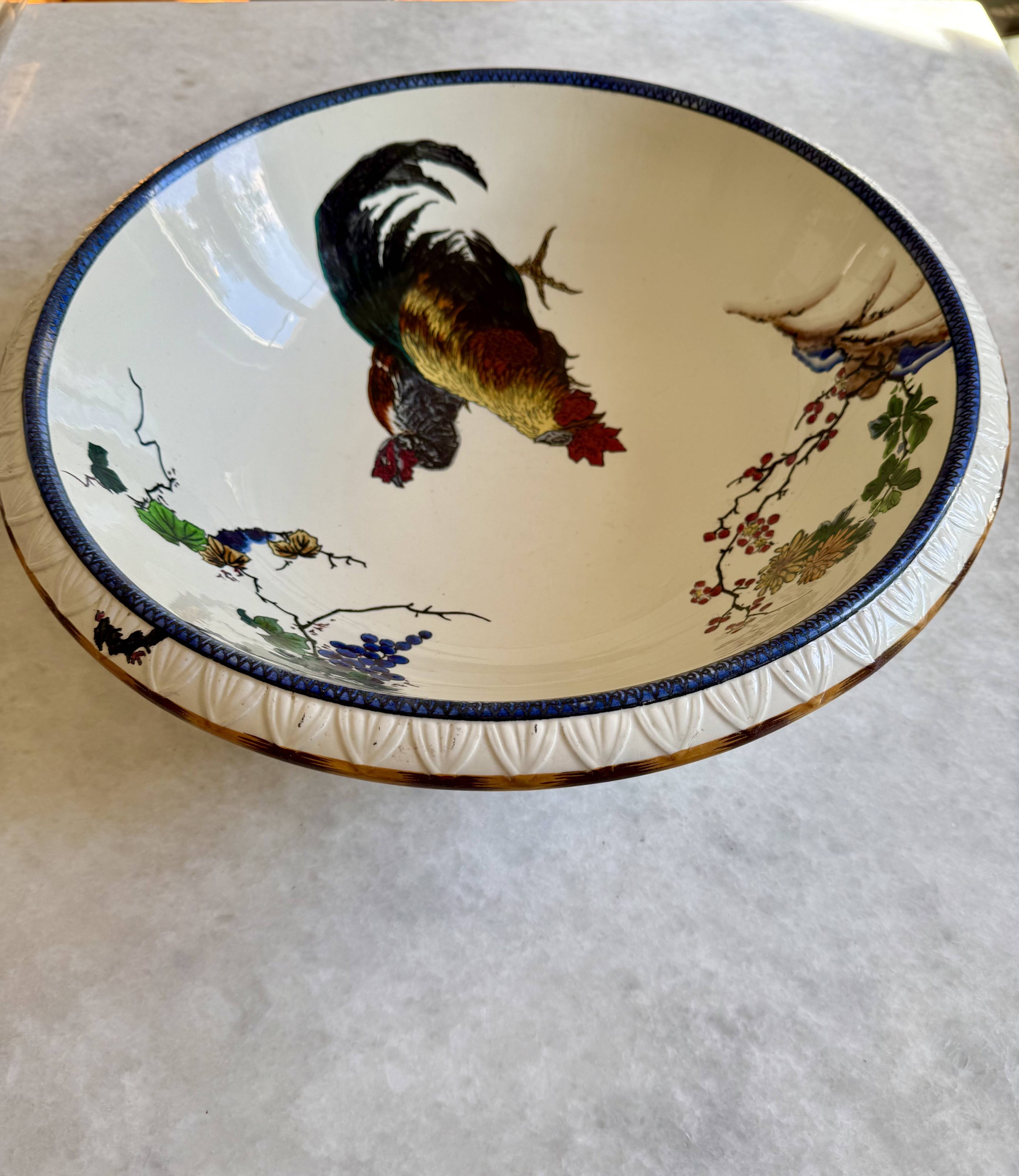 Felix Bracquemond for Creil & Montereau large bowl, fruit basket