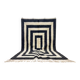 Handwoven natural wool rug, traditional black and white, 2/3 m.