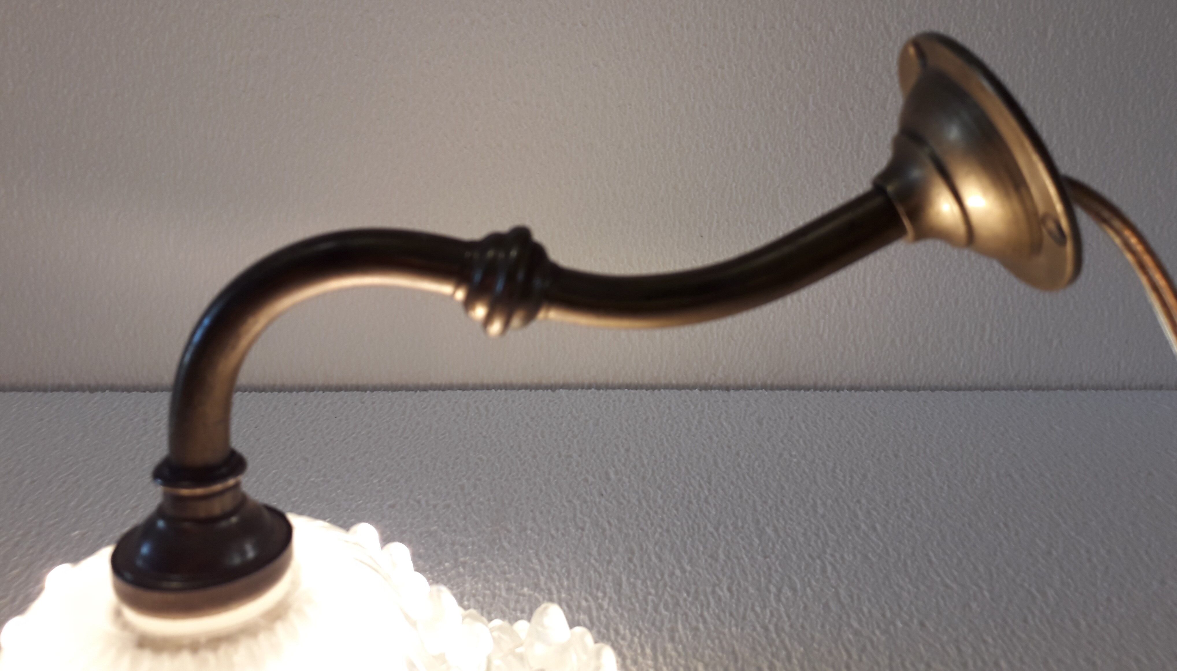 Glass and art deco brass wall lamp