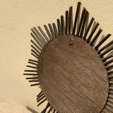 Vintage sun mirror in woven rattan diameter 45 cm retro decoration