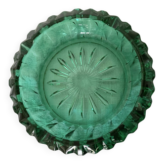 Luminarc prism green glass ashtray