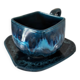 Vallauris style square cup and saucer