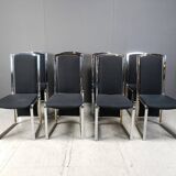 Vintage brass and chrome dining chairs set of 8 - 1970s