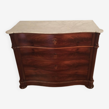 Louis philippe chest of drawers in mahogany with marble top, early 19th century