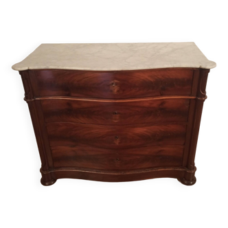 Commode louis philippe en acajou avec dessus marbre, début 19ème siècle