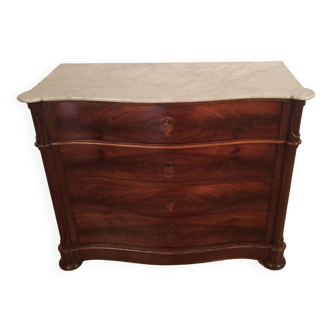 Louis philippe chest of drawers in mahogany with marble top, early 19th century