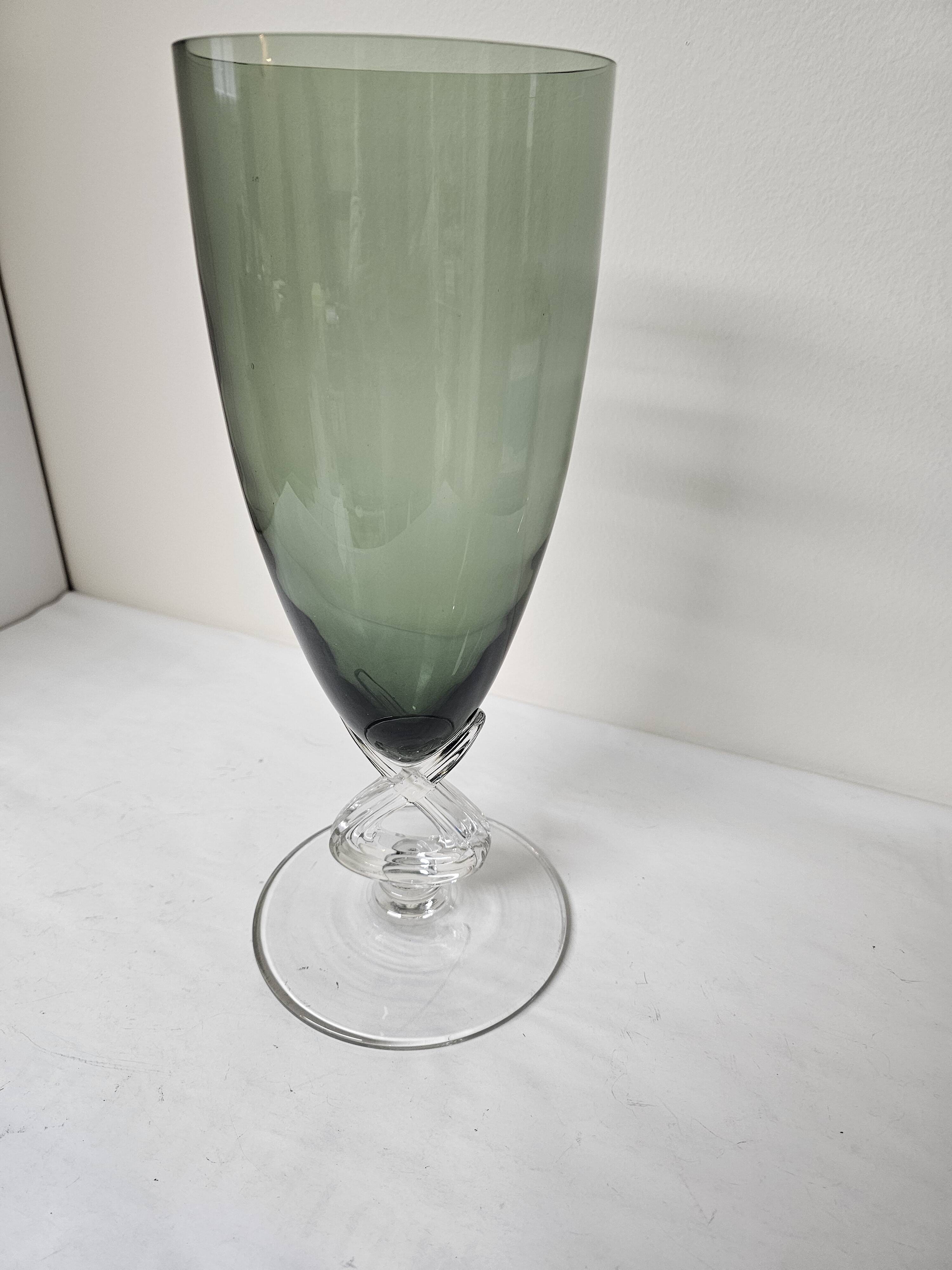 Large Vintage Smoked Glass Vase - Height 32cm