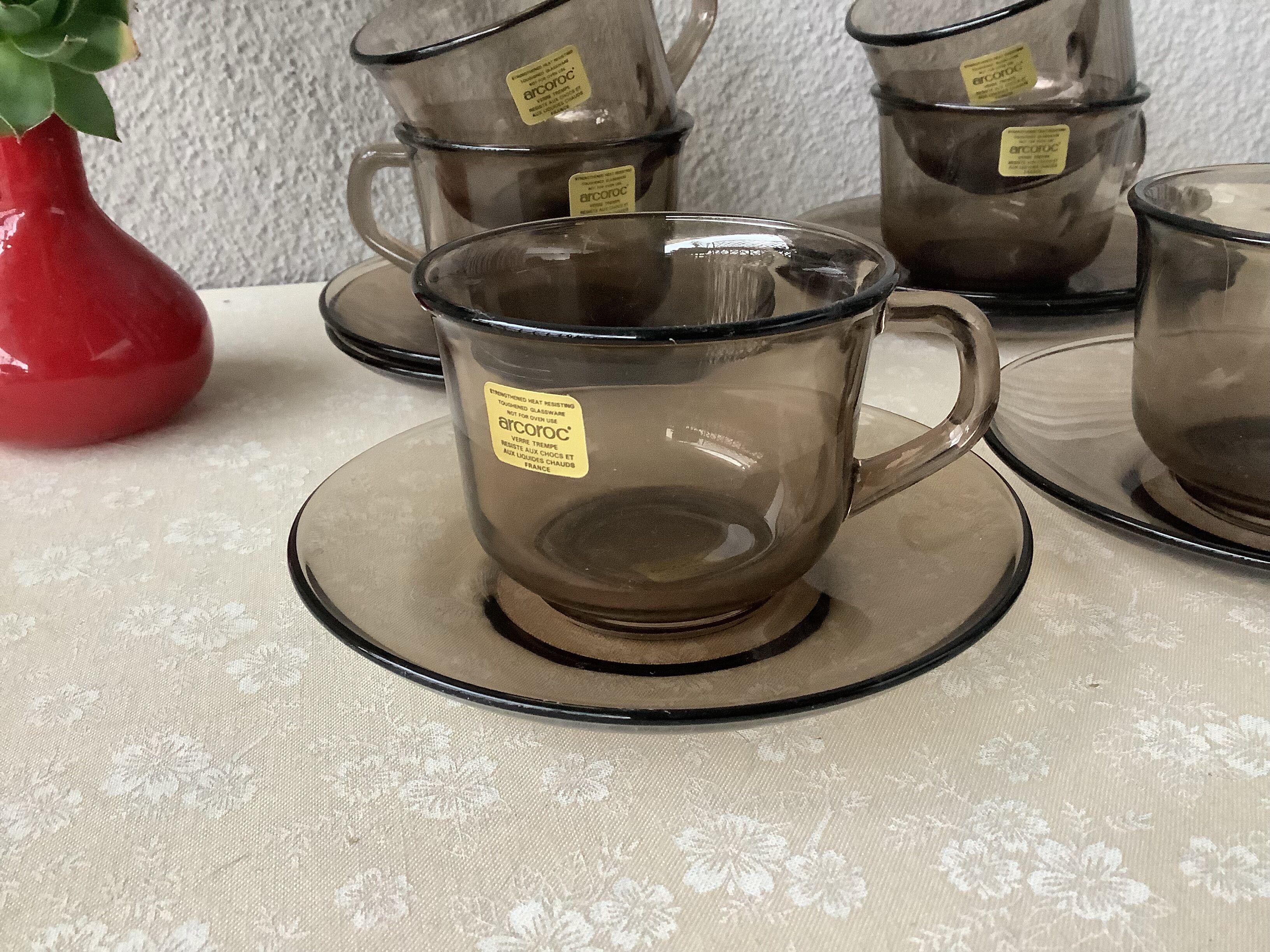 Arcoroc Cups Made Of Smoked Glass Selency