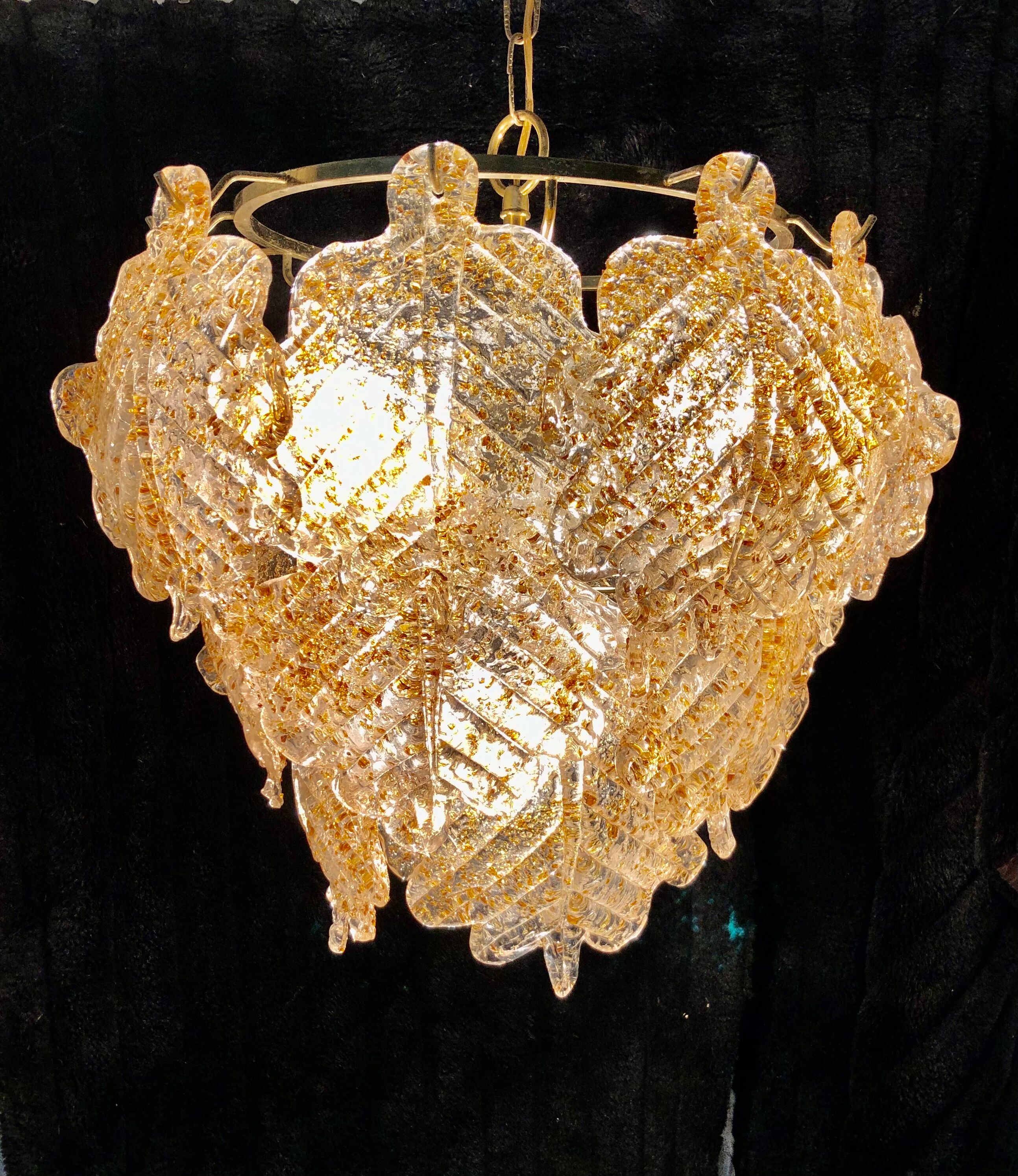 Golden Mazzega amber ice frost candlestick