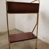 Metal and wood bedside table 1960/1970