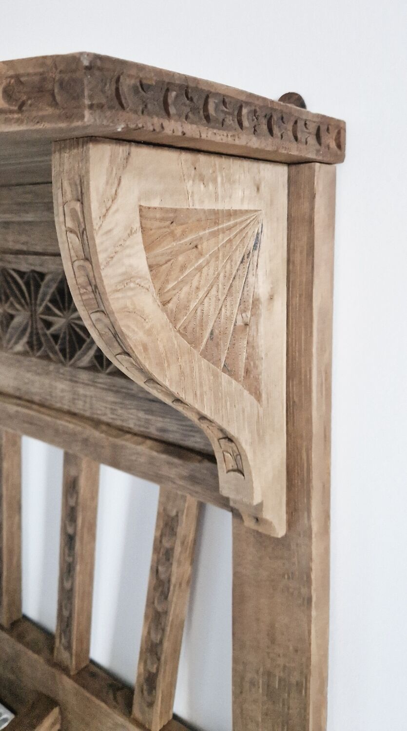Old carved wood wall shelf
