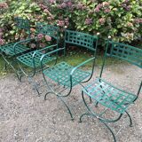 2 armchairs and 2 chairs in full wrought iron, handcrafted.