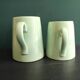 Set of two vintage French jugs in aquamarine blue