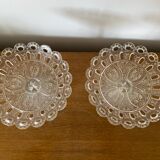 Ancienne paire drageoir coupe cristal pied tripode poisson XIXème vintage