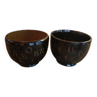 Deux bols grès émaillés