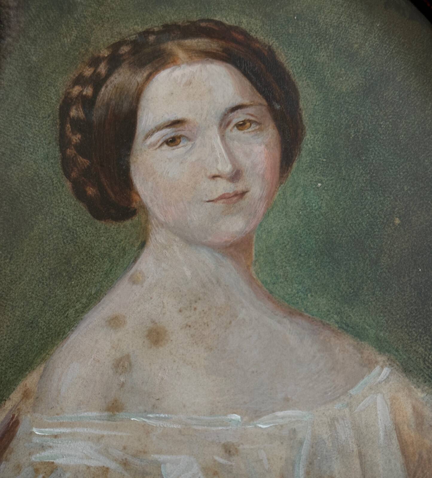 Watercolor on paper, early 20th century, portrait of a woman from the early 19th century