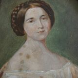 Watercolor on paper, early 20th century, portrait of a woman from the early 19th century