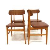 Set of 4 Scandinavian beech chairs, Sweden, 1960