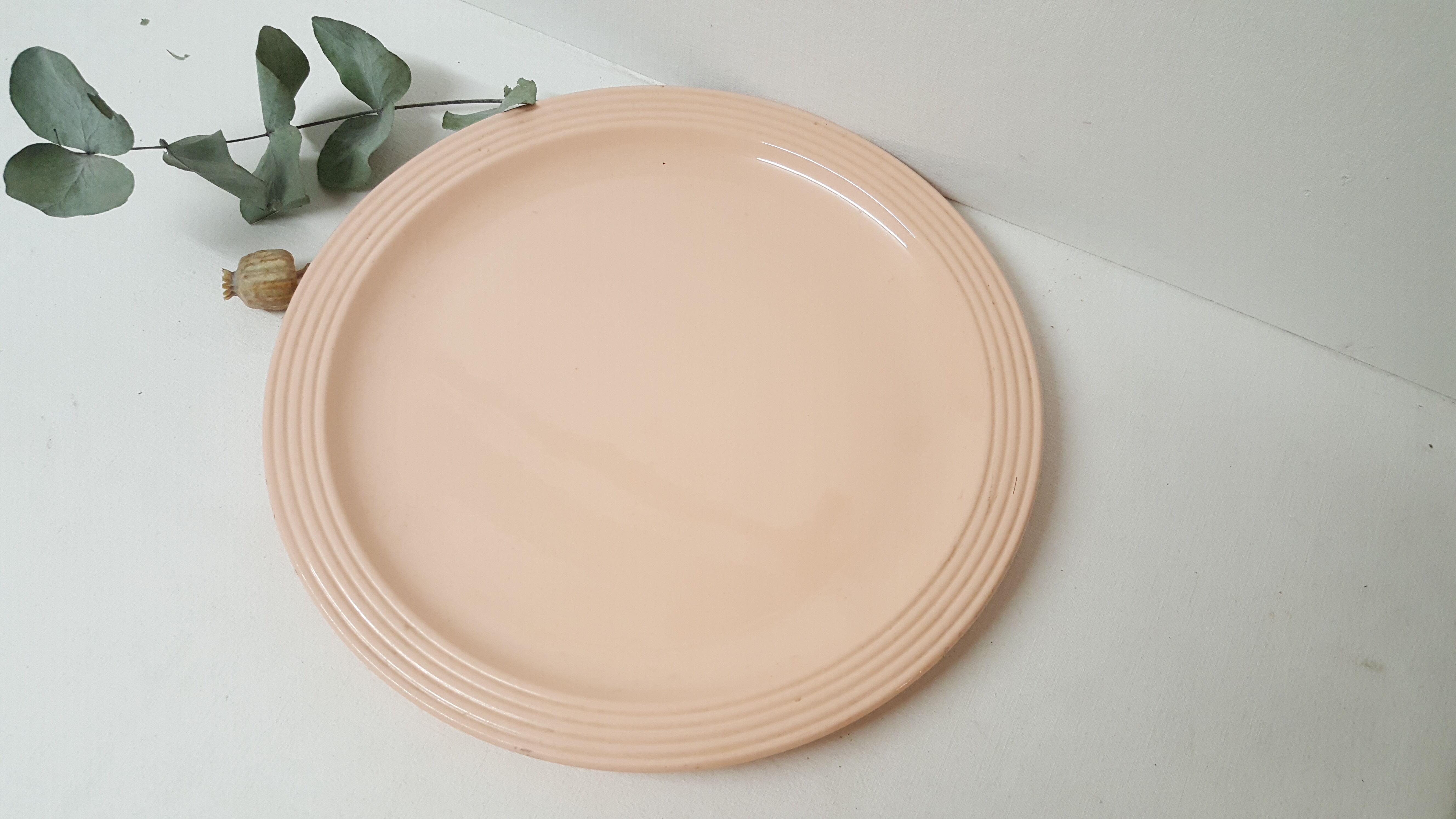 Longwy France ceramic powder pink dish