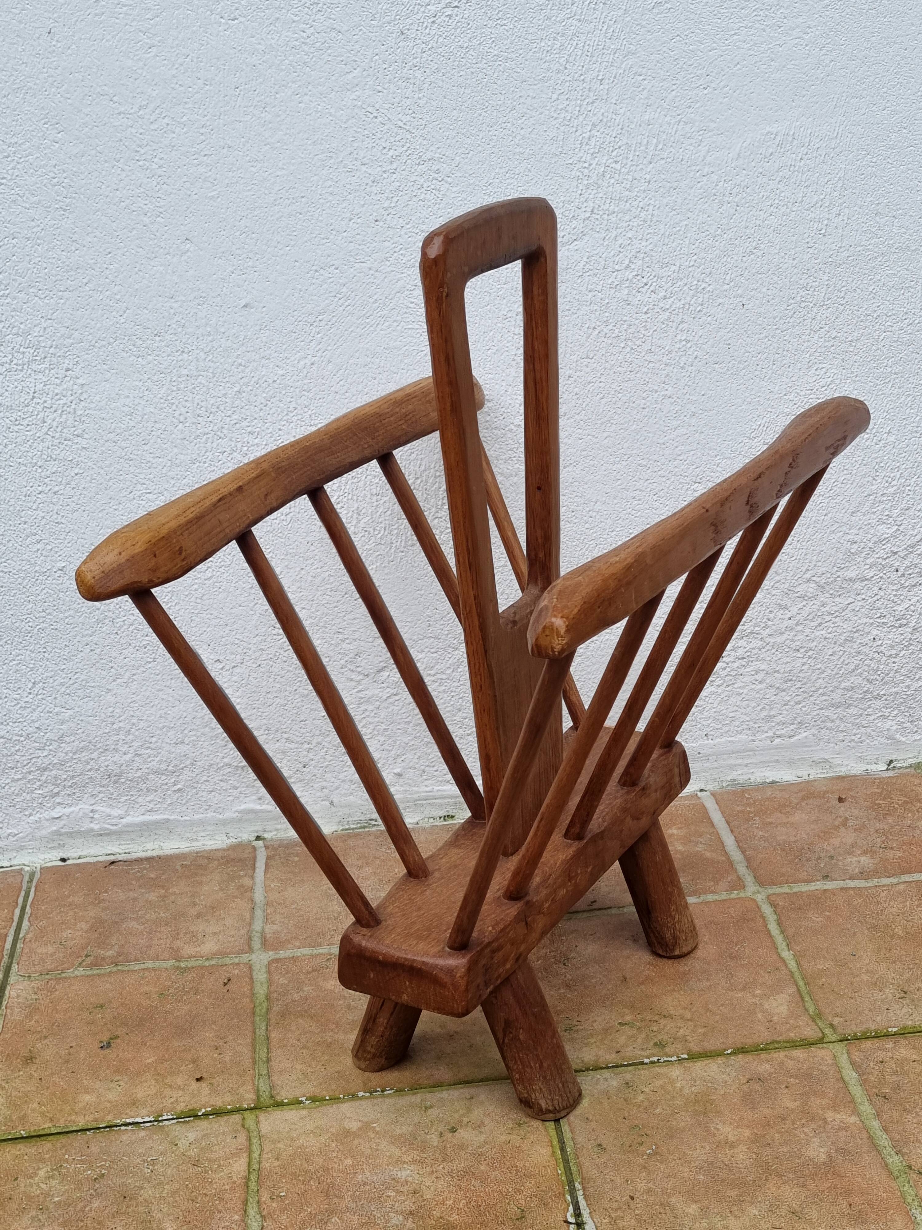 Vintage solid wood magazine rack, 1960s, Scandinavian style