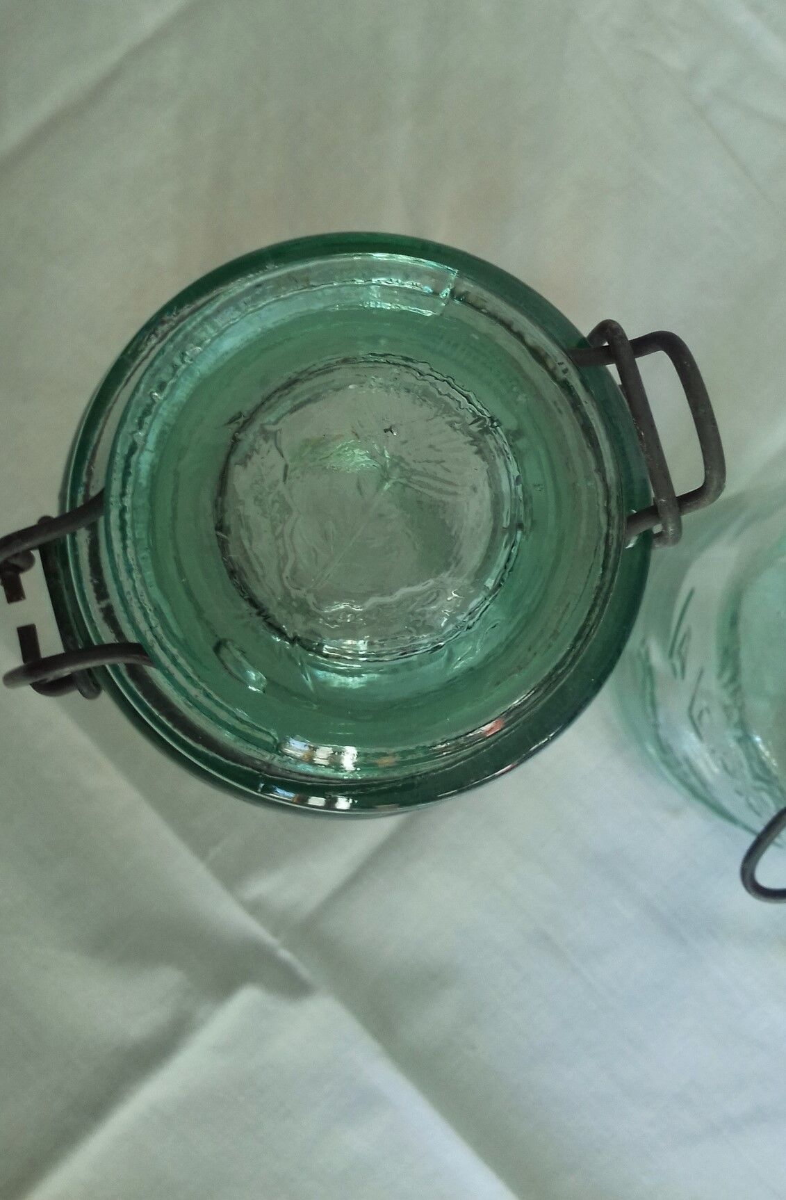 Lot 3 jars la Lorraine chardon green glass 1l