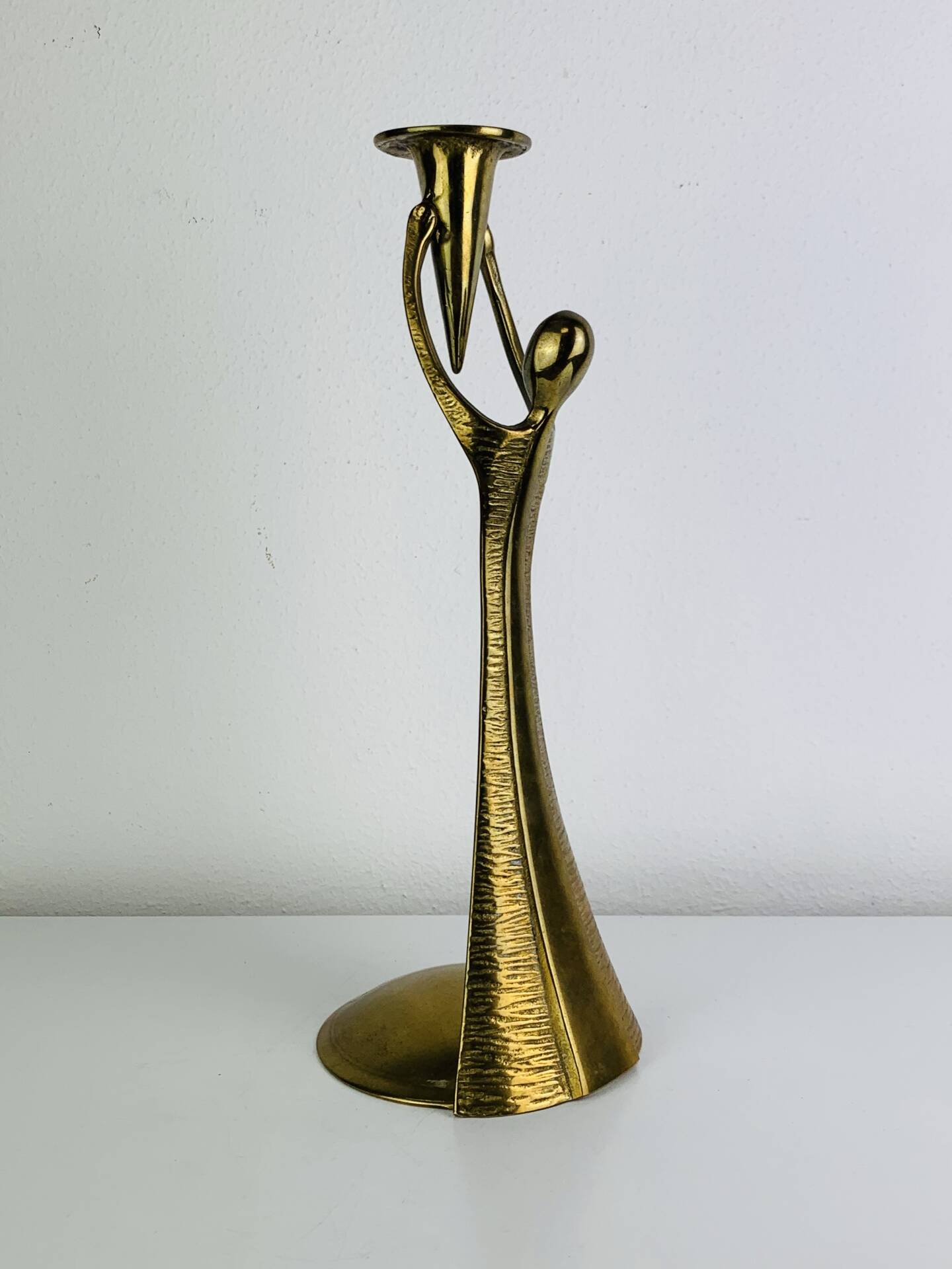 Sculptural brass candle holder, vintage
