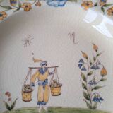Soup plates with Moustiers de Longchamp decor, AL. Mark signature, 80s