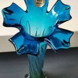 Flower-shaped soliflore vase. In blown Art glass. Handmade. High 30 cm