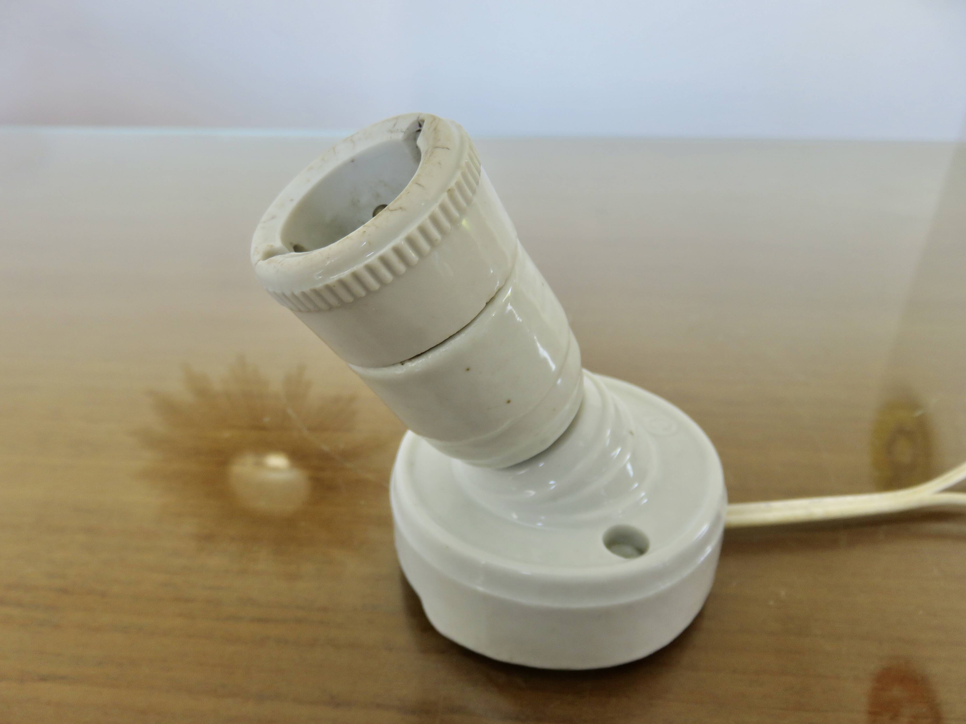 Minimalist art deco wall lamp, porcelain, 1930s-40s