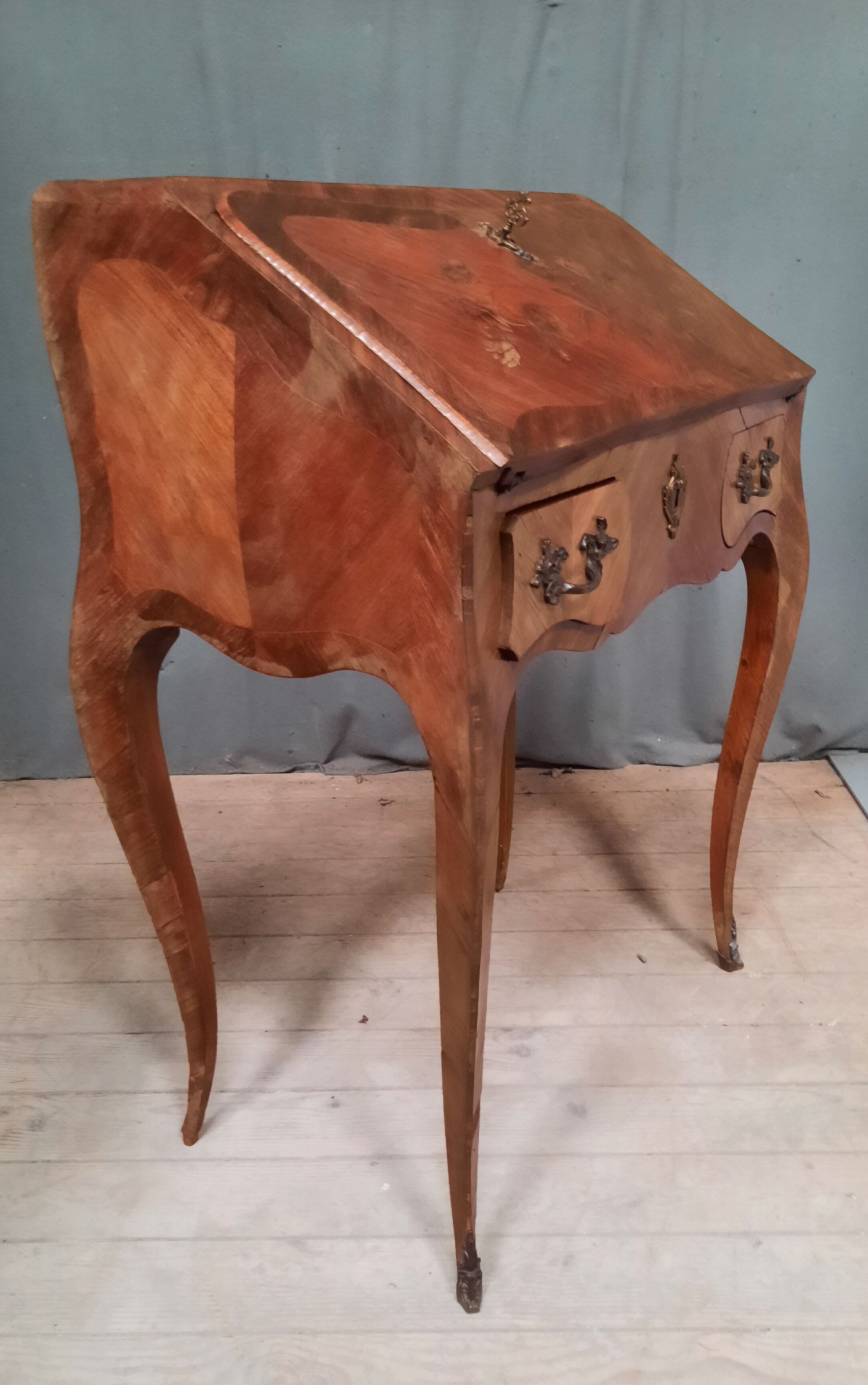 Louis XV style slope secretary desk in marquetry