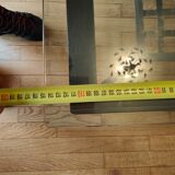 Black wrought iron coffee table and Roche Bobois glass top