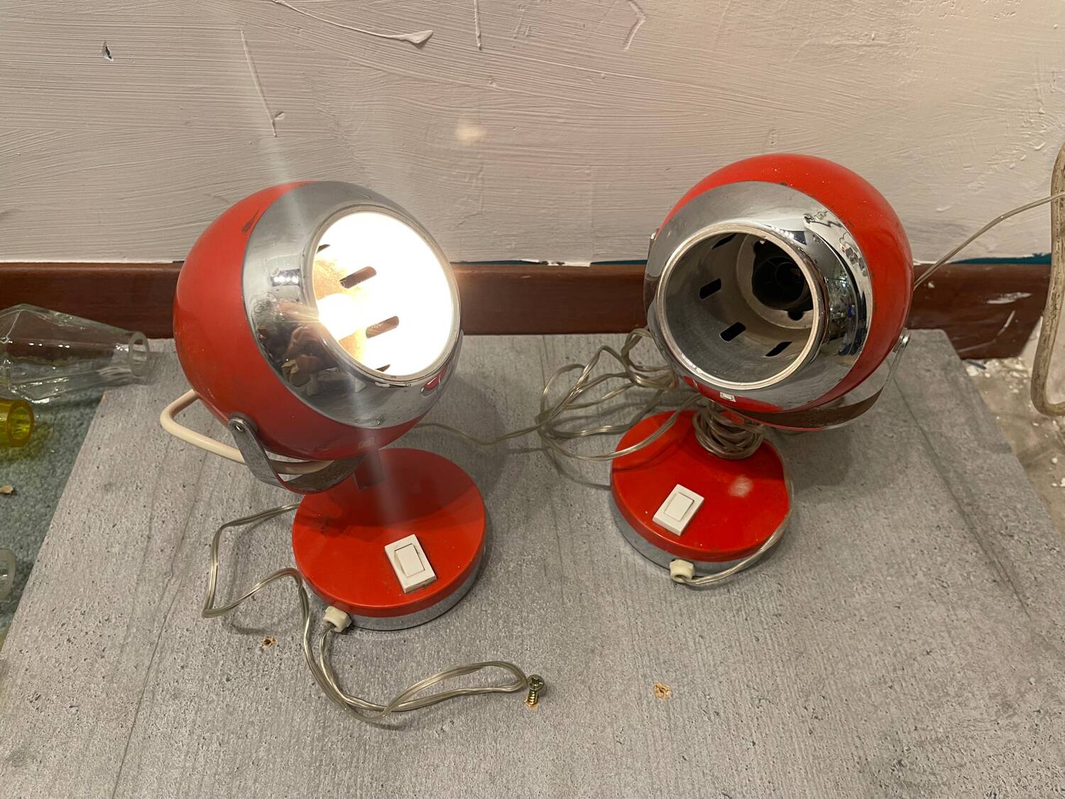 Red Italian Eye Ball Table Lamps 1970’s