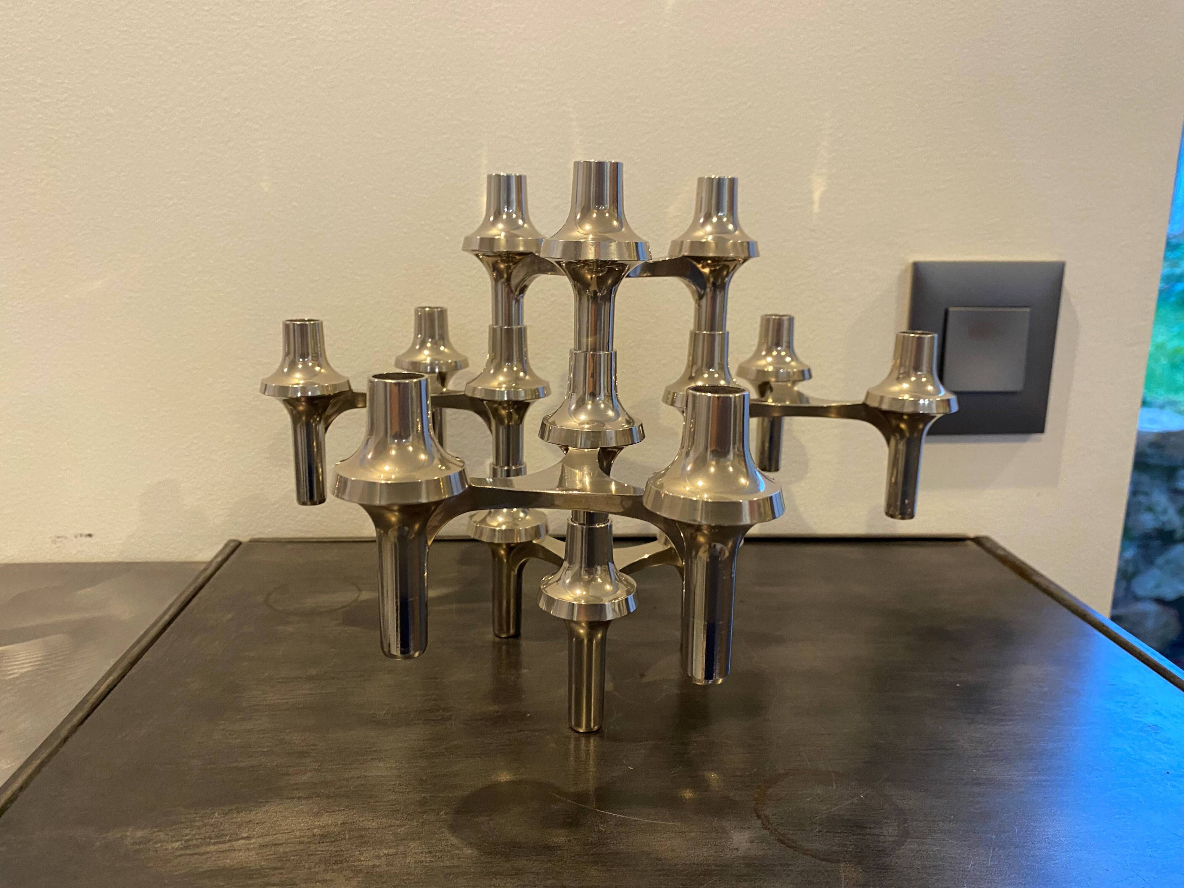 Set of 5 modular candlesticks variant NAGEL BMF vintage 1970
