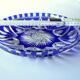 Bohemian crystal glass bowl - cobalt blue  hand cut to clear engraved glass