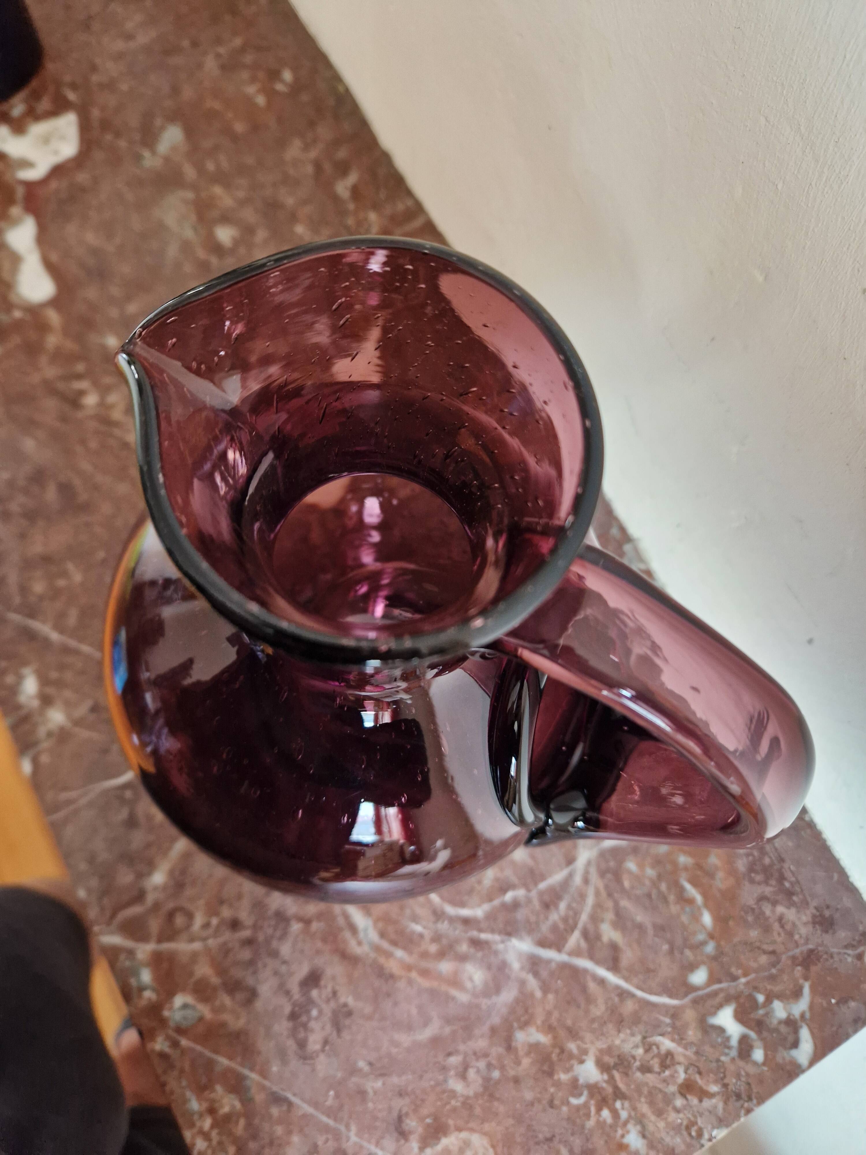 Amethyst blown glass bubble ice carafe Biot