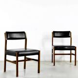 Set Of 4 Midcentury Solid Teak Danish Style Chairs. Vintage Modern / Retro.