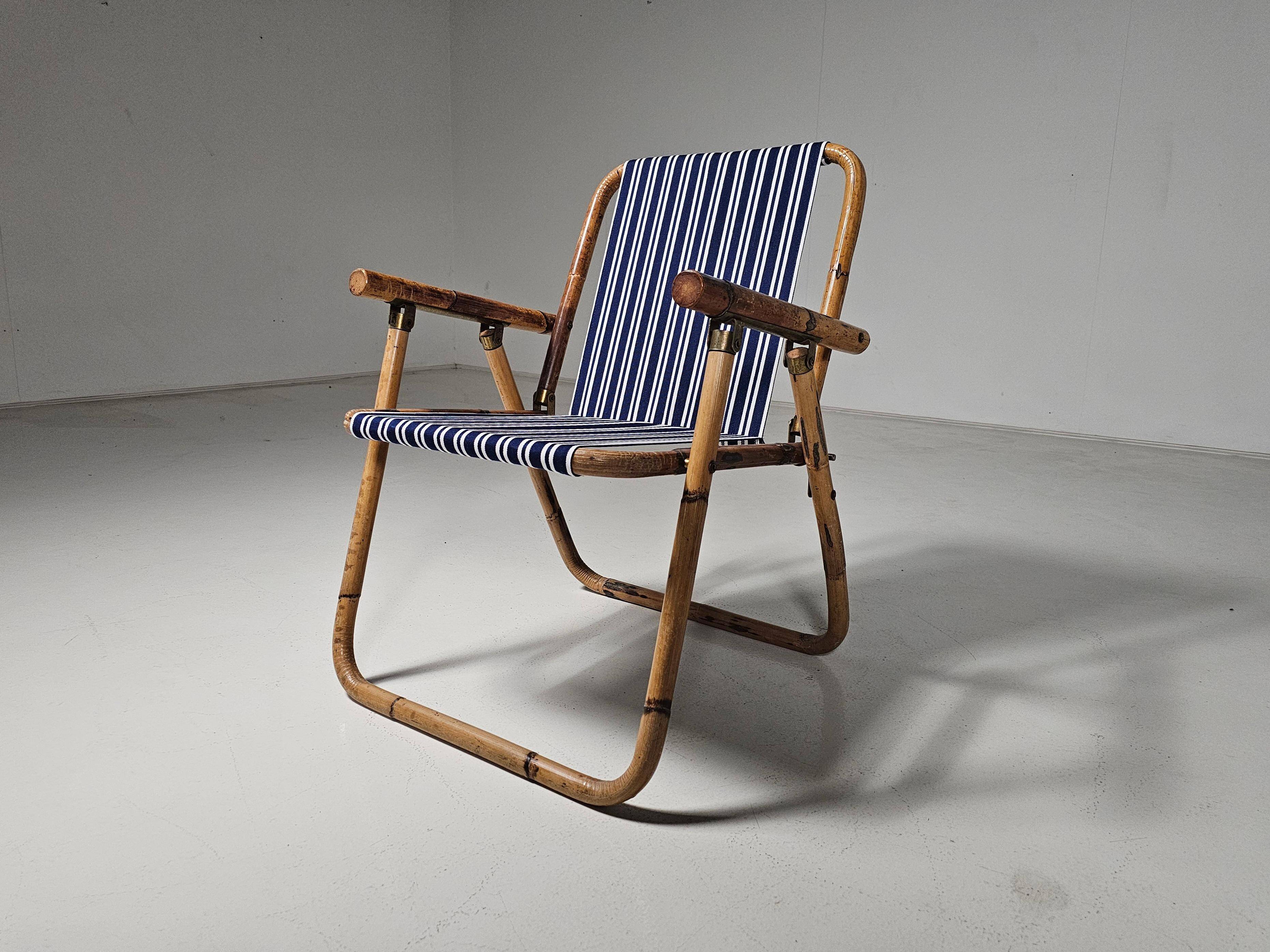 Bamboo and brass folding chairs, Italy, 1960s