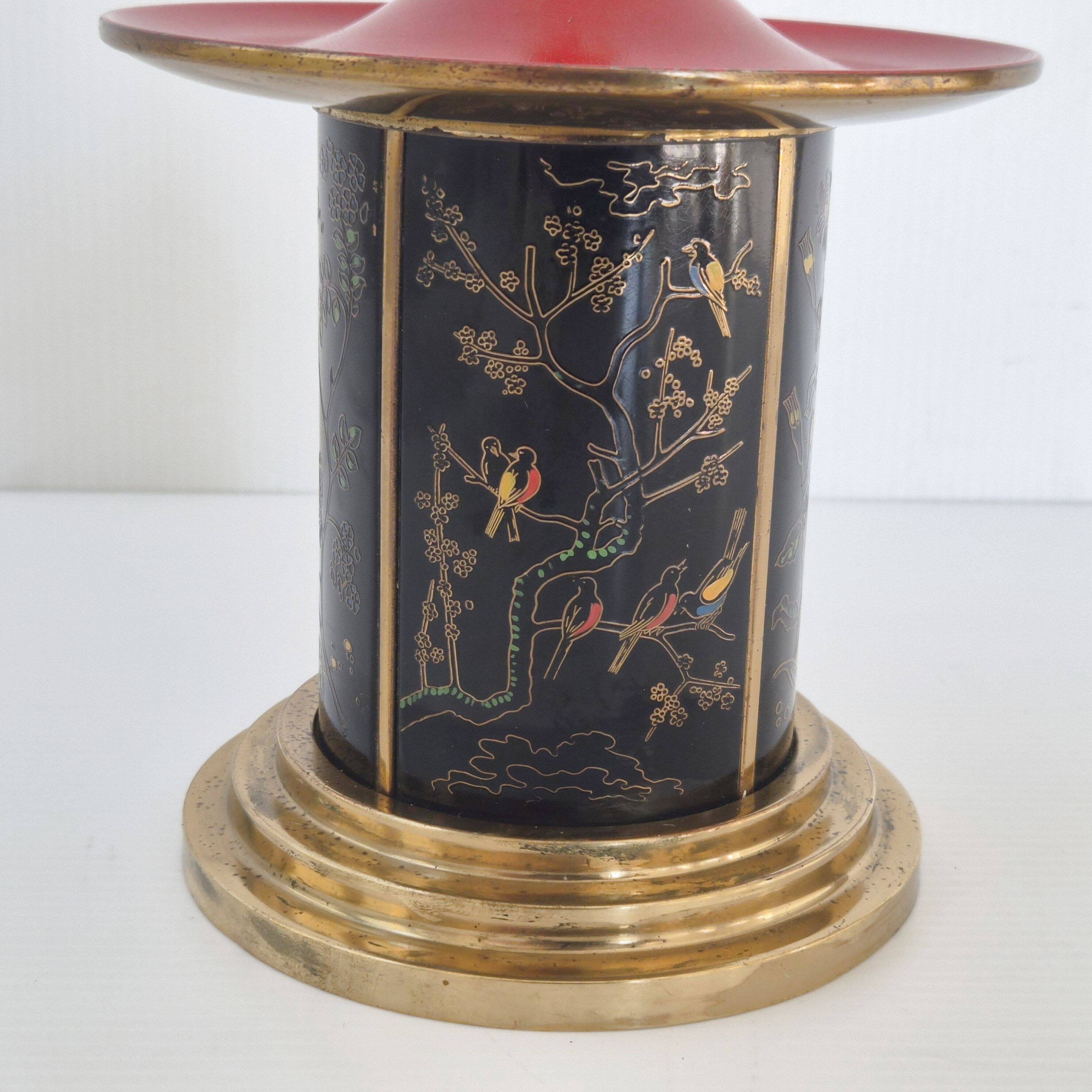 VINTAGE 1950 CIGARETTE DISPENSER PAGODA METAL & BRASS CIGARETTE HOLDER