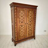 German Neo-Gothic Painted and Carved Wardrobe, 1880