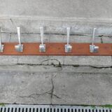 School wall coat rack 6 double hooks wood and aluminum