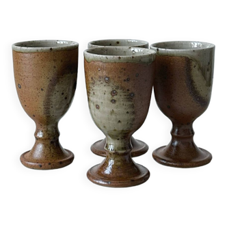 4 old stoneware mugs