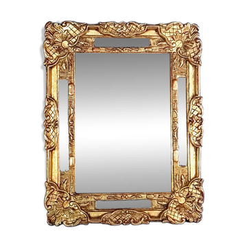 Miroir ancien parcloses bois sculpté dorure d'origine 69x53 cm C820