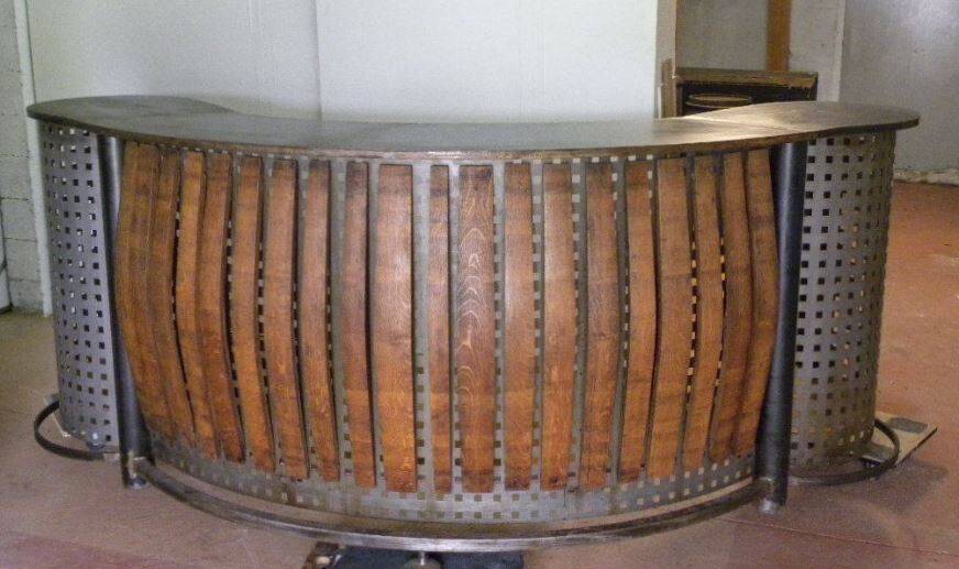 Large steel and wood counter bar